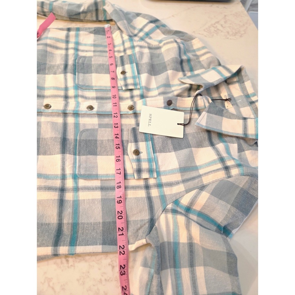 Spell Maverick Flannel XL Sage Plaid Organic Cotton Hemp Button Up Shirt NWT - Picture 10 of 14